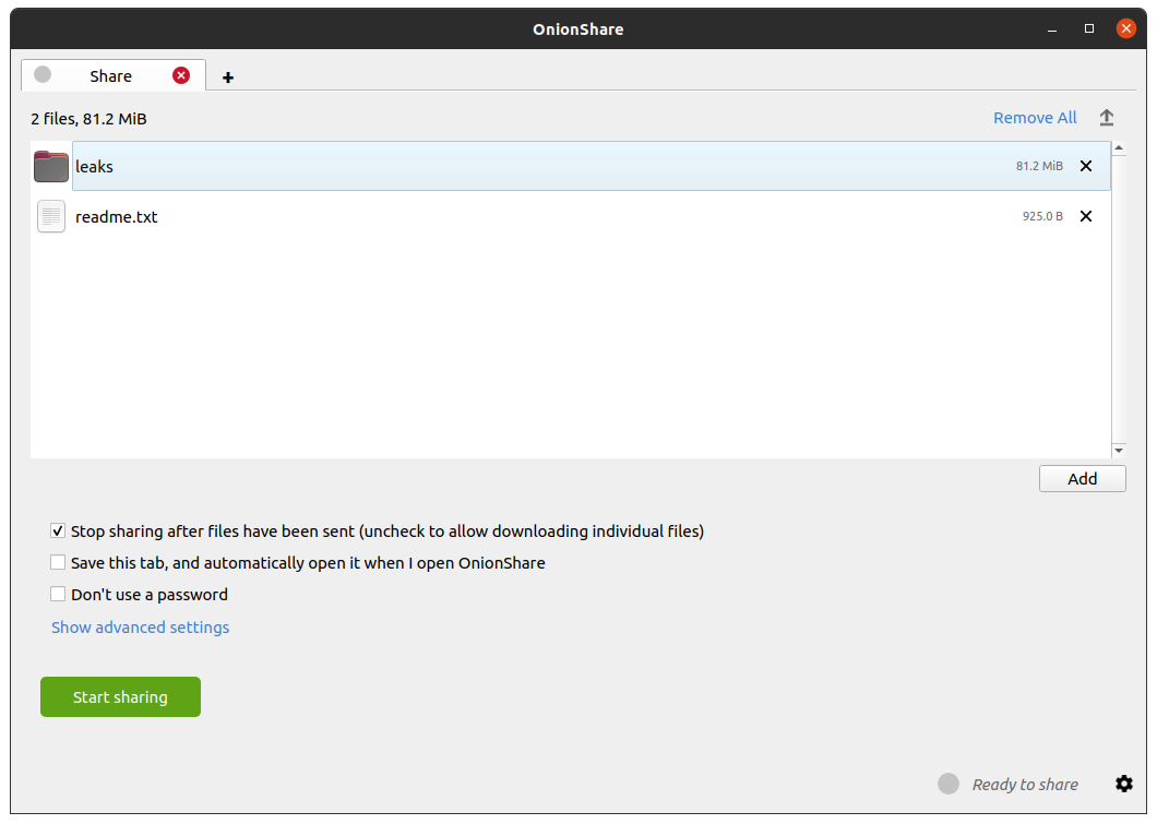 onionshare 2.2