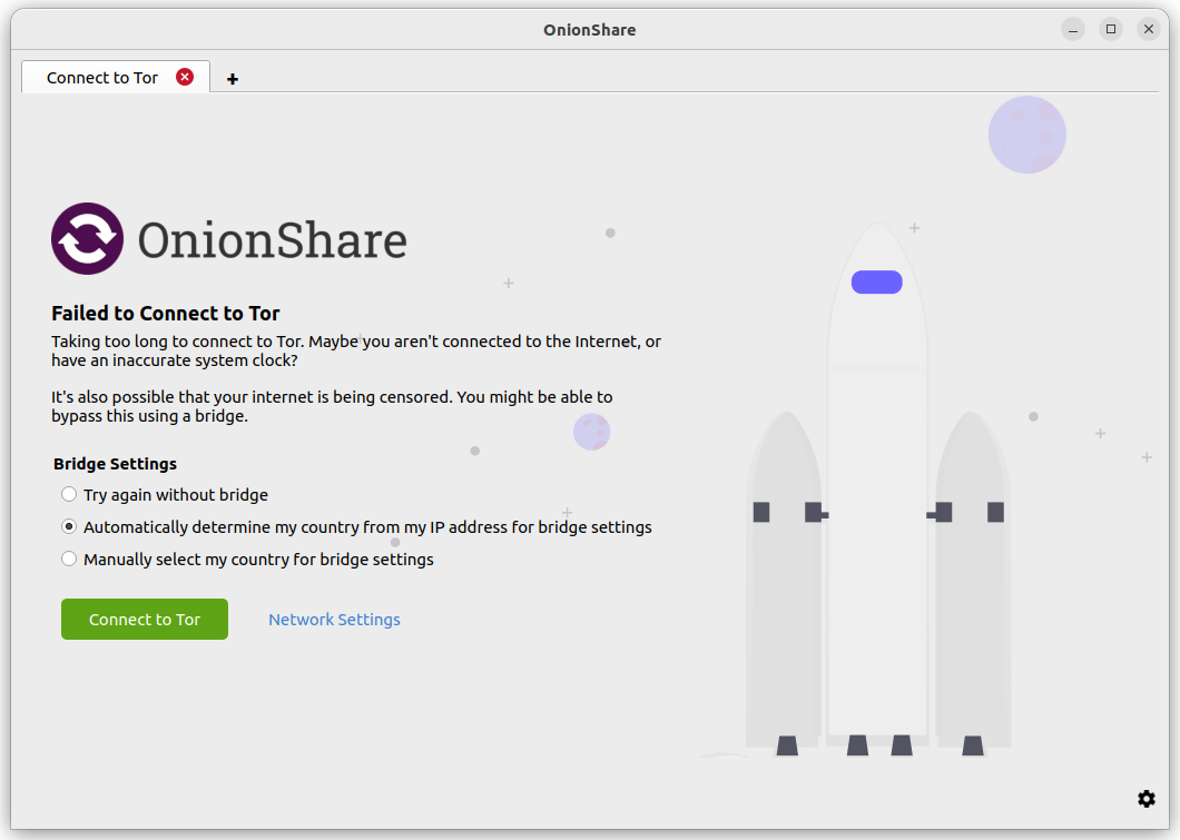 Подключение к сети Тор — документация OnionShare 2.6.1